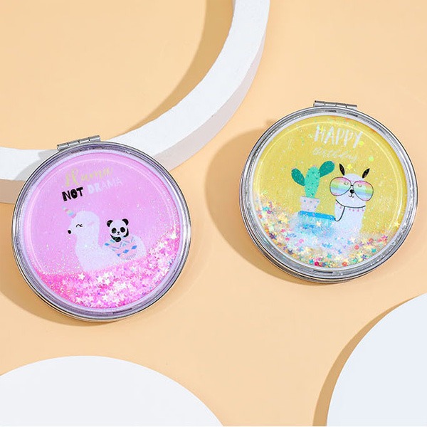 圓形PU流沙化妝鏡 / 雙面隨身鏡-細節圖5