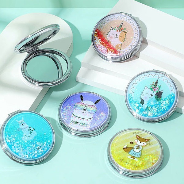 圓形PU流沙化妝鏡 / 雙面隨身鏡-細節圖3