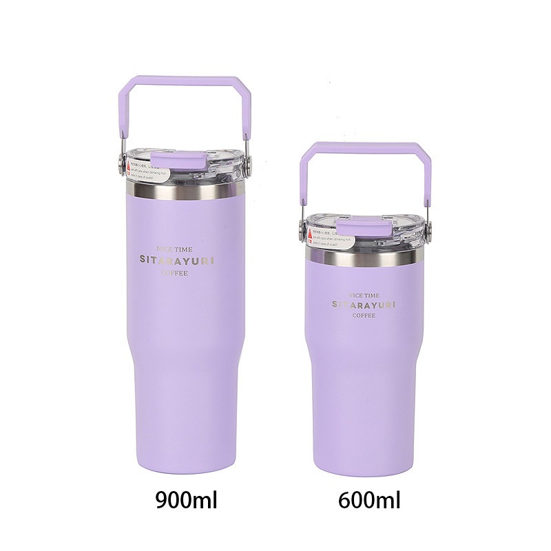 SITARAYURI手提不銹鋼冰壩保溫杯 雙飲吸管水壺水杯 600ml 900ml 多色可選-細節圖9