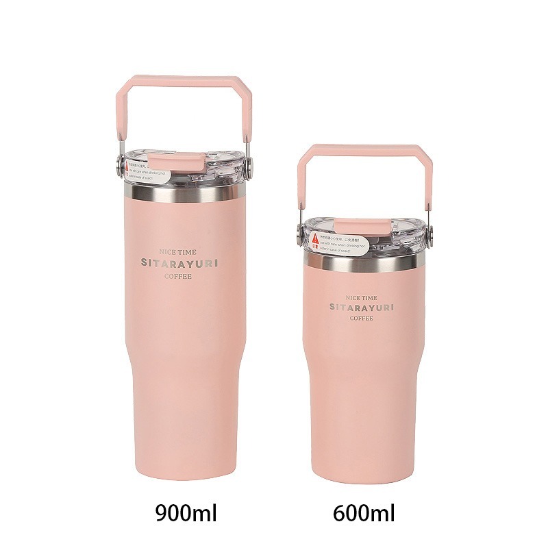 SITARAYURI手提不銹鋼冰壩保溫杯 雙飲吸管水壺水杯 600ml 900ml 多色可選-細節圖7