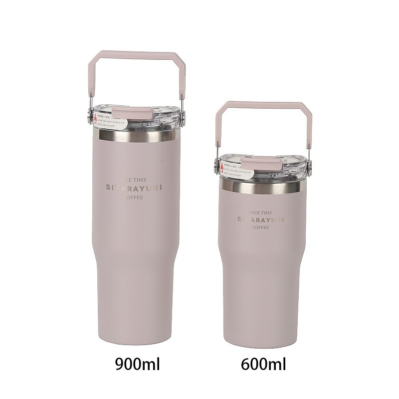 SITARAYURI手提不銹鋼冰壩保溫杯 雙飲吸管水壺水杯 600ml 900ml 多色可選-規格圖11