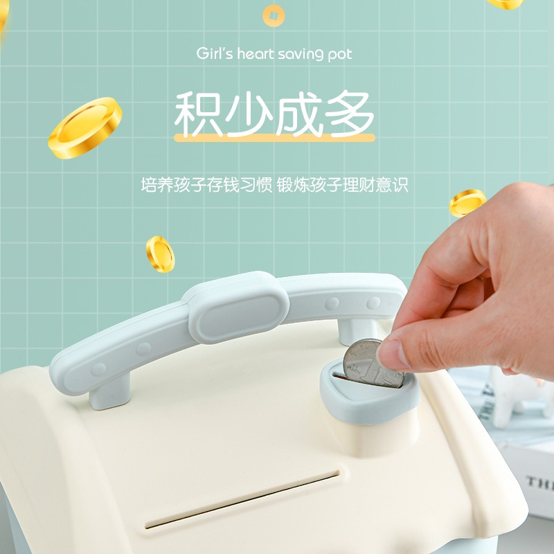 創意造型手提可愛小房子存錢罐 網紅儲蓄存錢罐 隨機附2張貼紙+7枚貼片-細節圖3