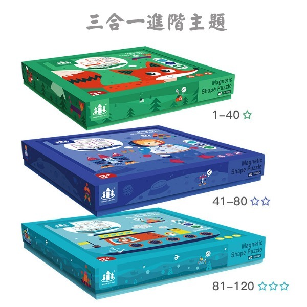 磁性七巧板智力拼圖（初級／進階／挑戰）進階式思維訓練 益智啟蒙-細節圖2