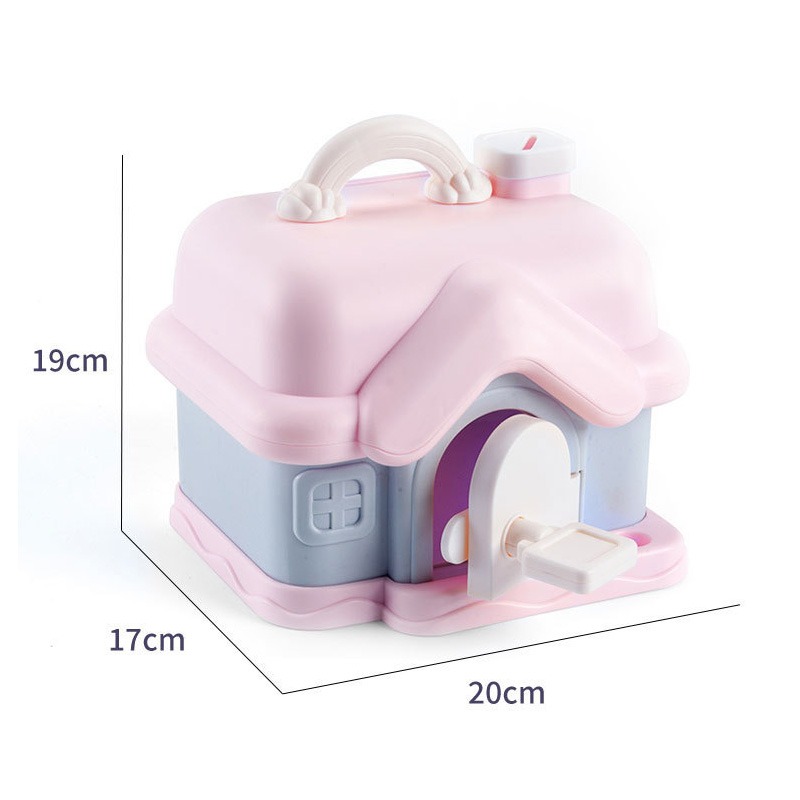 創意造型手提可爱小房子 小別墅存錢罐 網红儲蓄存錢罐 隨機附2張貼紙+7枚貼片-細節圖8