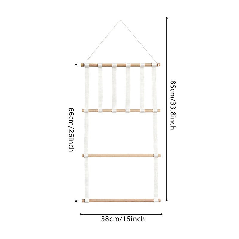 北歐風織帶木棍壁掛收納帶 兒童髮夾髮飾簡約收納帶 (可拆調整間距)-細節圖3