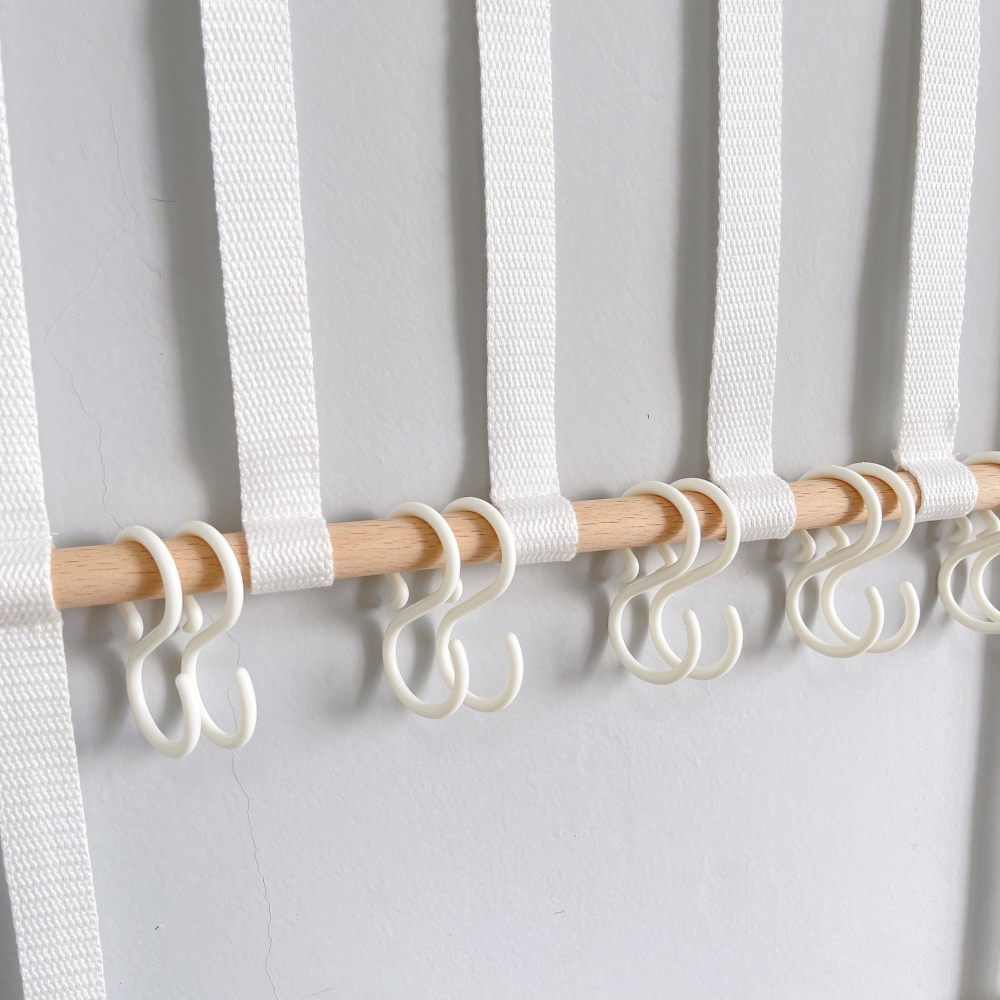 北歐風織帶木棍壁掛收納帶 兒童髮夾髮飾簡約收納帶 (可拆調整間距)-細節圖6
