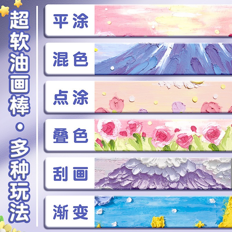 油畫棒DIY油畫套裝 兒童繪畫軟性油畫棒工具新手13件套-細節圖6