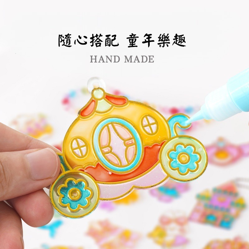 兒童創意手工DIY水晶膠畫 創意顏料塗鴨畫 手作可愛造型吊飾掛件盒裝-細節圖4