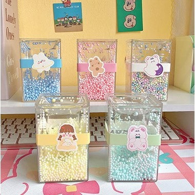 方形壓克力雙層泡泡筆筒 / 療癒紓壓繽紛彩色泡泡球筆筒-細節圖2