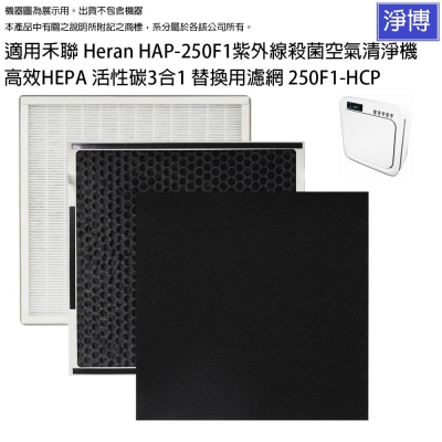 適用禾聯Heran HAP-250F1空氣清淨機複合式高效HEPA活性碳3合1替換用濾網濾芯250F1-HCP