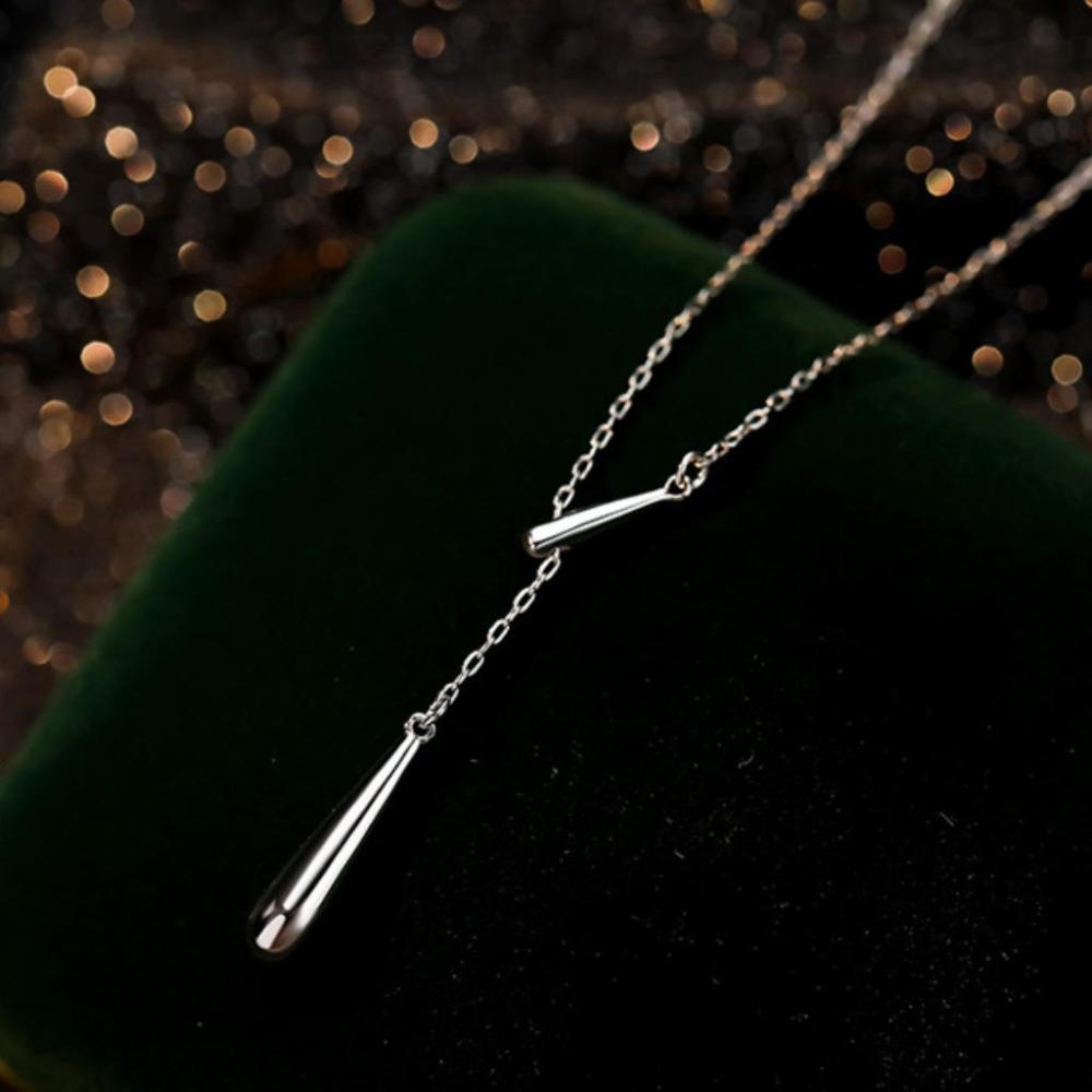 【43小舖】999足銀 y字流蘇 水滴 可調節 項鍊｜S999｜通體純銀｜純銀｜頸鍊｜鎖骨鍊｜飾品｜銀飾｜送拭銀布-細節圖8