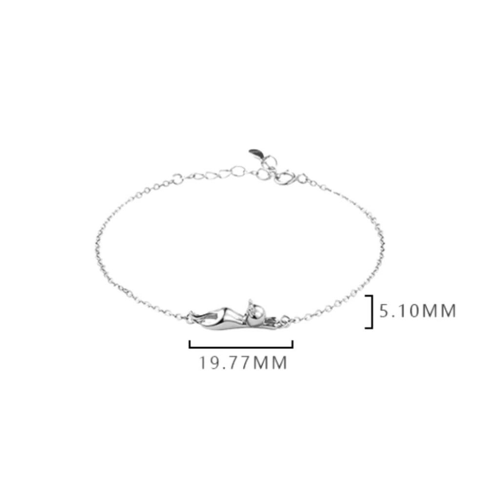 【43小舖】925純銀 可愛貓咪 小貓造型 手鍊｜S925｜純銀｜手環｜手鏈｜手飾｜飾品｜銀飾｜送拭銀布-細節圖2