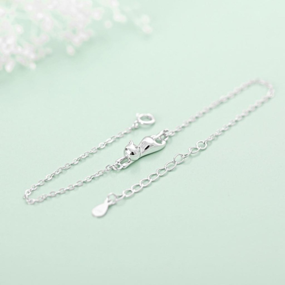 【43小舖】925純銀 可愛貓咪 小貓造型 手鍊｜S925｜純銀｜手環｜手鏈｜手飾｜飾品｜銀飾｜送拭銀布-細節圖7