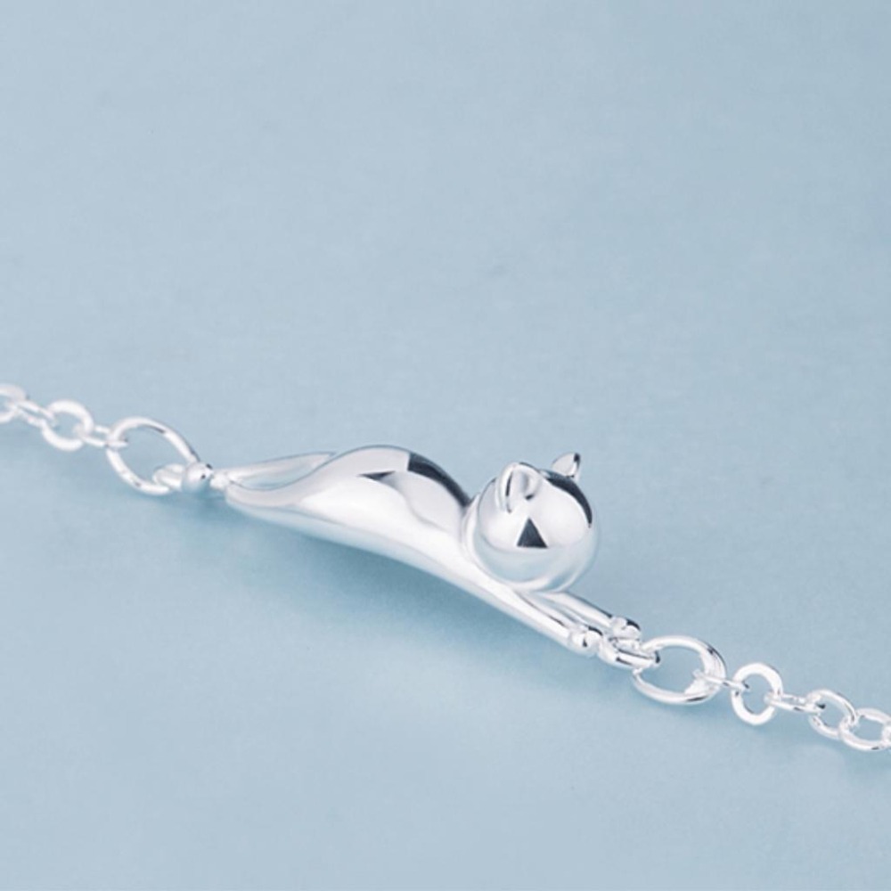 【43小舖】925純銀 可愛貓咪 小貓造型 手鍊｜S925｜純銀｜手環｜手鏈｜手飾｜飾品｜銀飾｜送拭銀布-細節圖9