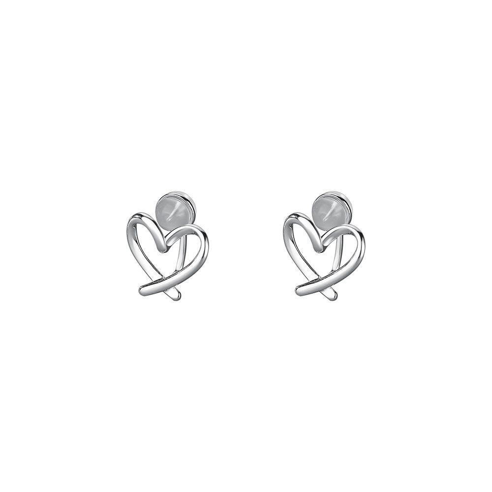 【43小舖】925純銀 愛心線條 鏤空心形 耳夾｜S925｜通體純銀｜耳環｜耳飾｜飾品｜銀飾｜送拭銀布-細節圖2