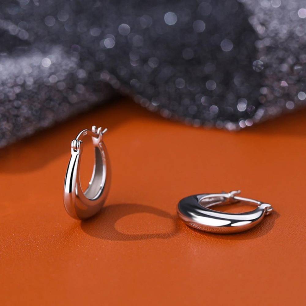 【43小舖】925純銀 幾何U型 圓圈 扣式 耳釘 ｜S925｜通體純銀｜耳環｜耳扣｜耳圈｜耳飾｜飾品｜銀飾｜送拭銀布-細節圖9