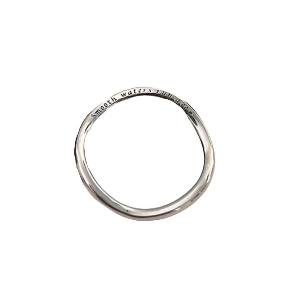 【43小舖】925純銀 字母刻字 不規則扭曲 波浪 戒指｜S925｜通體純銀｜閉口戒｜飾品｜銀飾｜3種尺寸｜送拭銀布-細節圖2