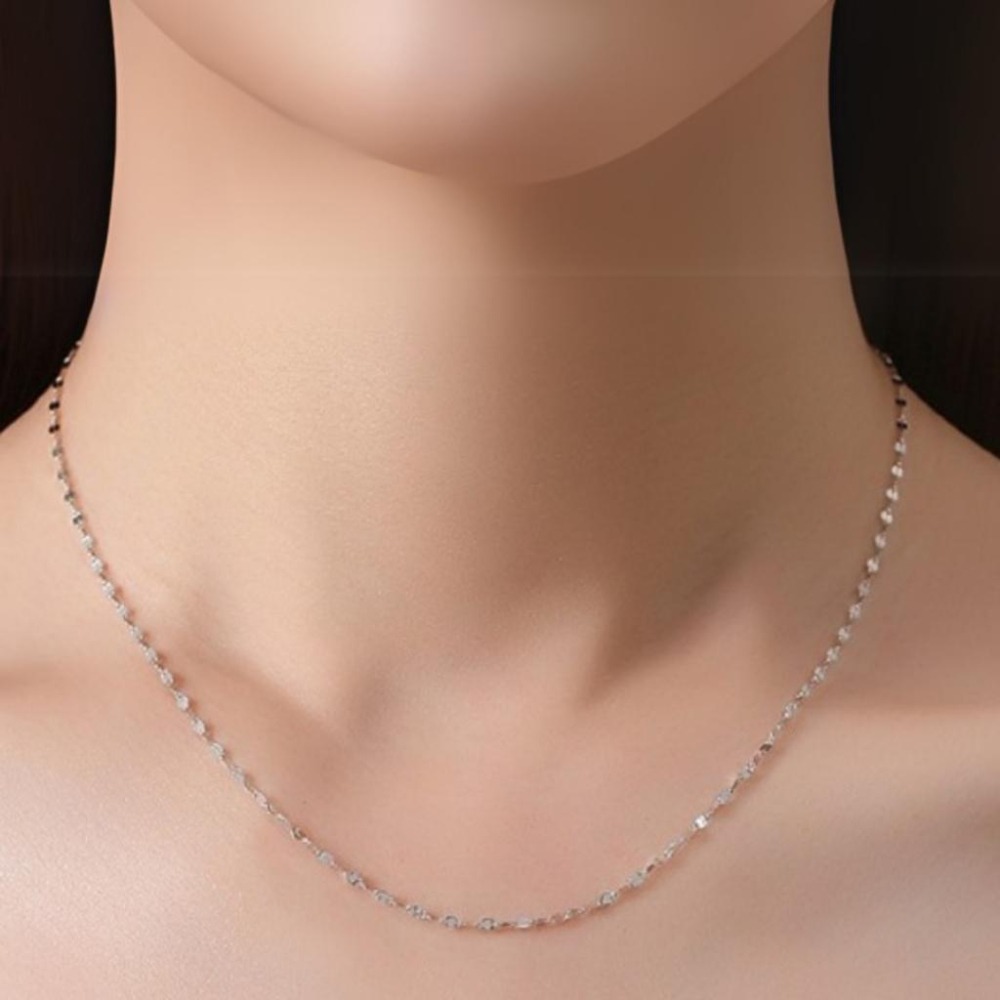 【43小舖】925純銀 波光粼粼 素鍊 瓦片鍊 項鍊｜S925｜通體純銀｜頸鍊｜鎖骨鍊｜飾品｜銀飾｜送拭銀布-細節圖4