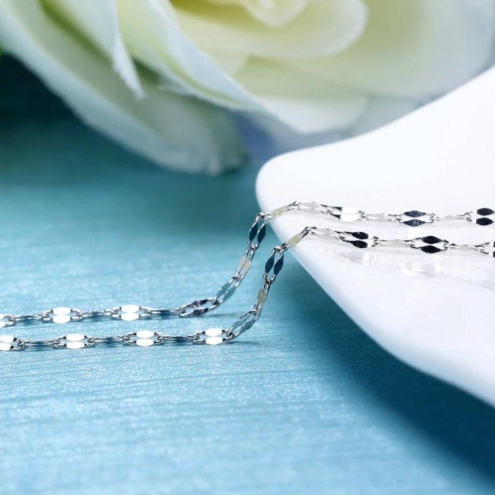 【43小舖】925純銀 波光粼粼 素鍊 瓦片鍊 項鍊｜S925｜通體純銀｜頸鍊｜鎖骨鍊｜飾品｜銀飾｜送拭銀布-細節圖5