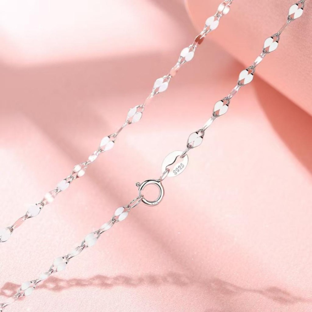 【43小舖】925純銀 波光粼粼 素鍊 瓦片鍊 項鍊｜S925｜通體純銀｜頸鍊｜鎖骨鍊｜飾品｜銀飾｜送拭銀布-細節圖6