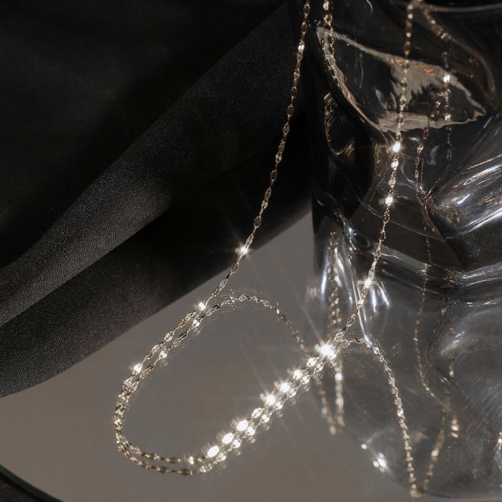 【43小舖】925純銀 波光粼粼 素鍊 瓦片鍊 項鍊｜S925｜通體純銀｜頸鍊｜鎖骨鍊｜飾品｜銀飾｜送拭銀布-細節圖8