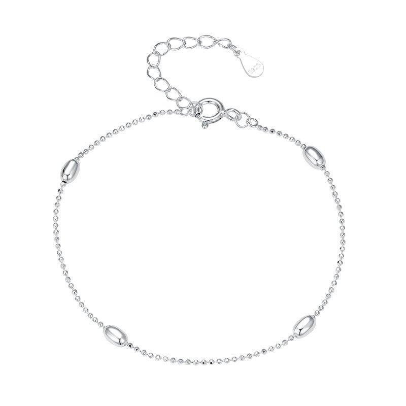 【43小舖】925純銀 小圓珠米粒串珠 橄欖珠 手鍊｜S925｜通體純銀｜手環｜手鏈｜手飾｜飾品｜銀飾｜送拭銀布-細節圖2