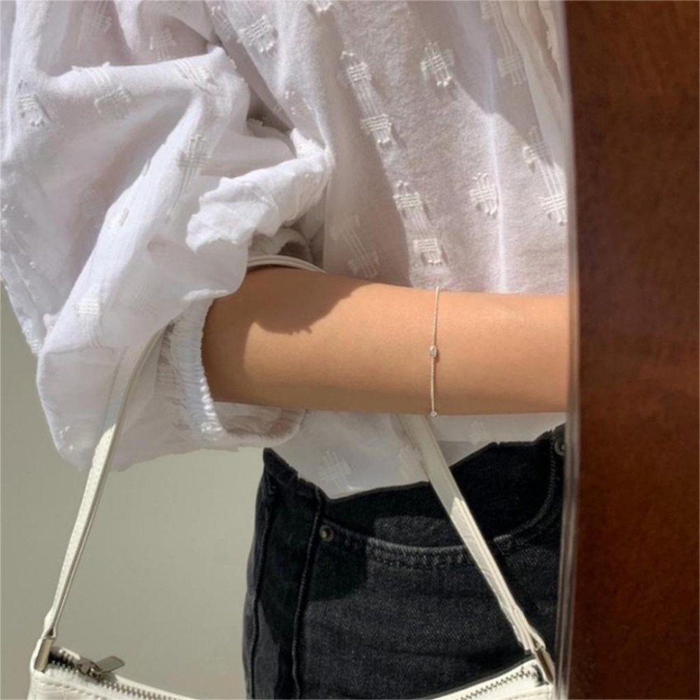 【43小舖】925純銀 小圓珠米粒串珠 橄欖珠 手鍊｜S925｜通體純銀｜手環｜手鏈｜手飾｜飾品｜銀飾｜送拭銀布-細節圖6