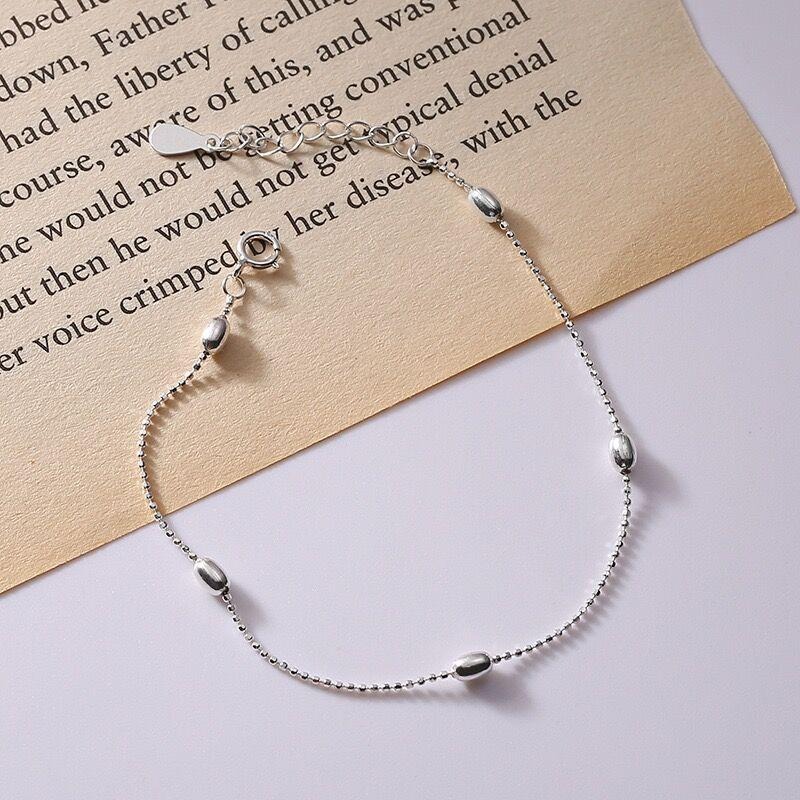 【43小舖】925純銀 小圓珠米粒串珠 橄欖珠 手鍊｜S925｜通體純銀｜手環｜手鏈｜手飾｜飾品｜銀飾｜送拭銀布-細節圖8