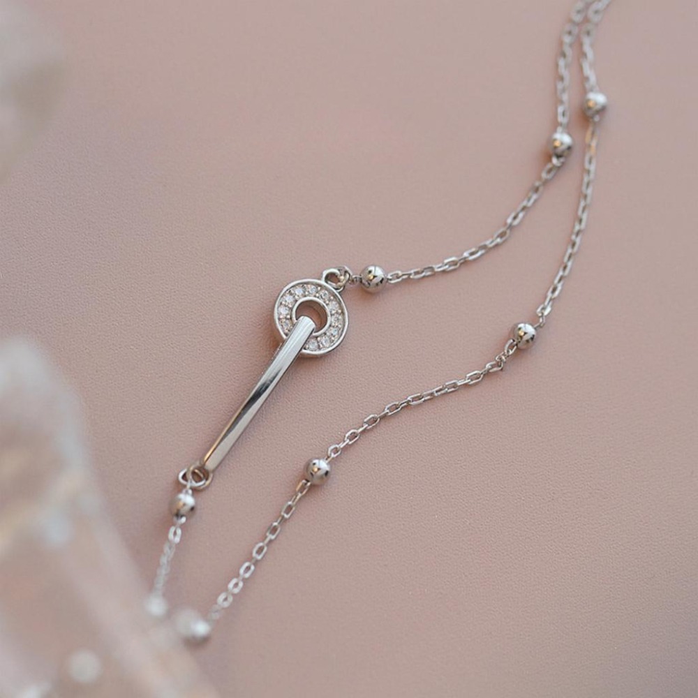 【43小舖】925純銀 一字圓環 雙層圓珠 手鍊｜S925｜通體純銀｜手環｜手鏈｜手飾｜飾品｜銀飾｜送拭銀布-細節圖7