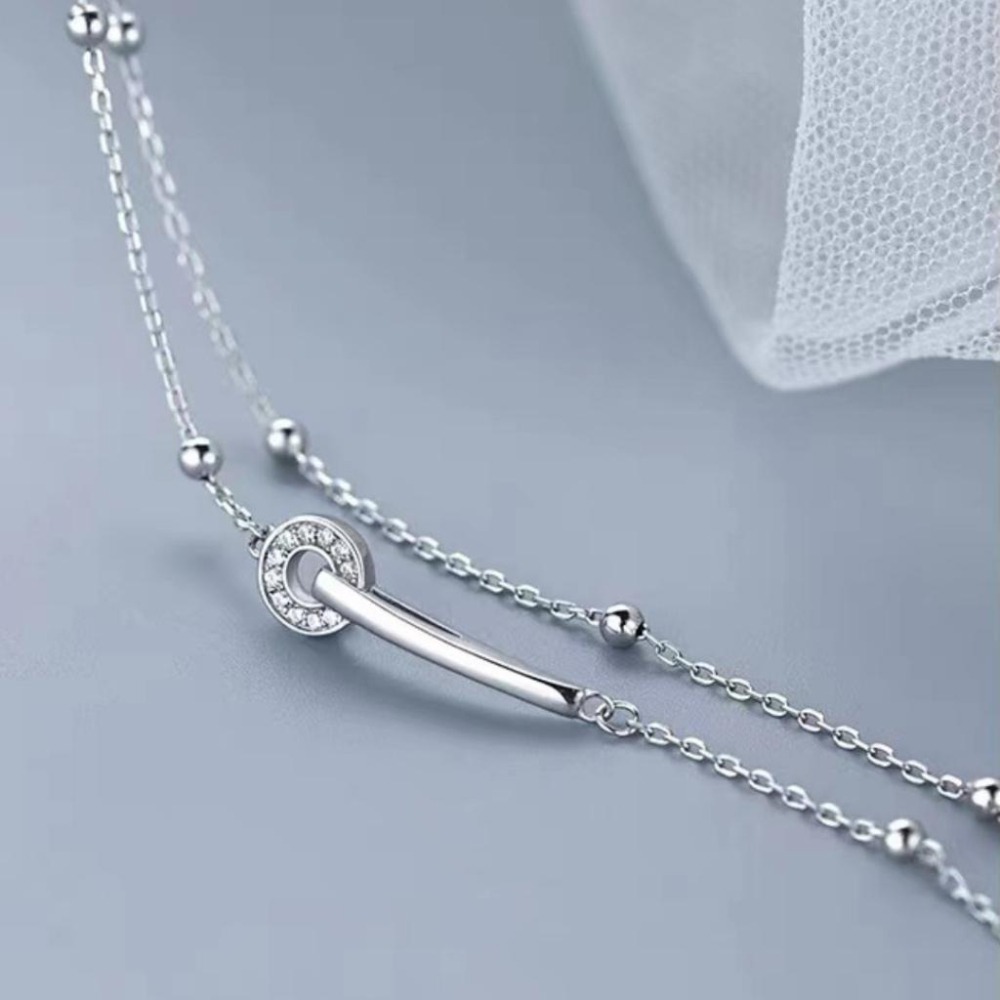 【43小舖】925純銀 一字圓環 雙層圓珠 手鍊｜S925｜通體純銀｜手環｜手鏈｜手飾｜飾品｜銀飾｜送拭銀布-細節圖9