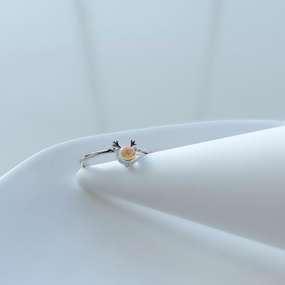 【43小舖】925純銀 一鹿有你 月光石 馴鹿造型 可調式 戒指｜S925｜通體純銀｜開口戒｜聖誕節｜飾品｜送拭銀布-細節圖7