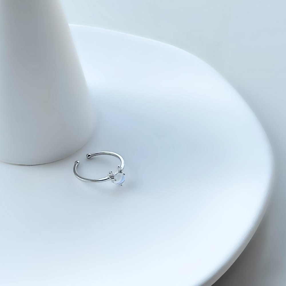 【43小舖】925純銀 一鹿有你 月光石 馴鹿造型 可調式 戒指｜S925｜通體純銀｜開口戒｜聖誕節｜飾品｜送拭銀布-細節圖8