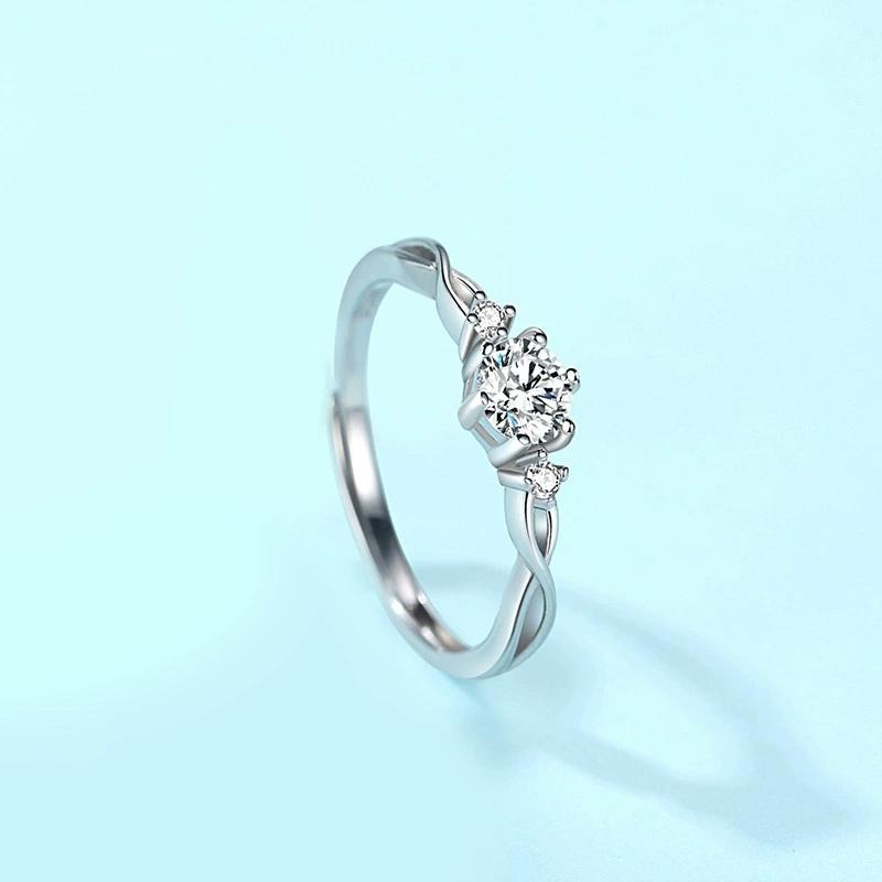 【43小舖】925純銀 莫桑鑽 纏繞廝守 可調式 戒指｜S925｜鑽戒｜開口戒｜情侶戒｜對戒｜飾品｜銀飾｜送拭銀布-細節圖9