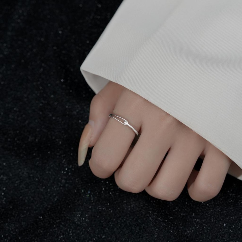 【43小舖】925純銀 磨砂線條 魯伯特之淚 可調式 戒指｜S925｜通體純銀｜開口戒｜飾品｜銀飾｜送拭銀布-細節圖4