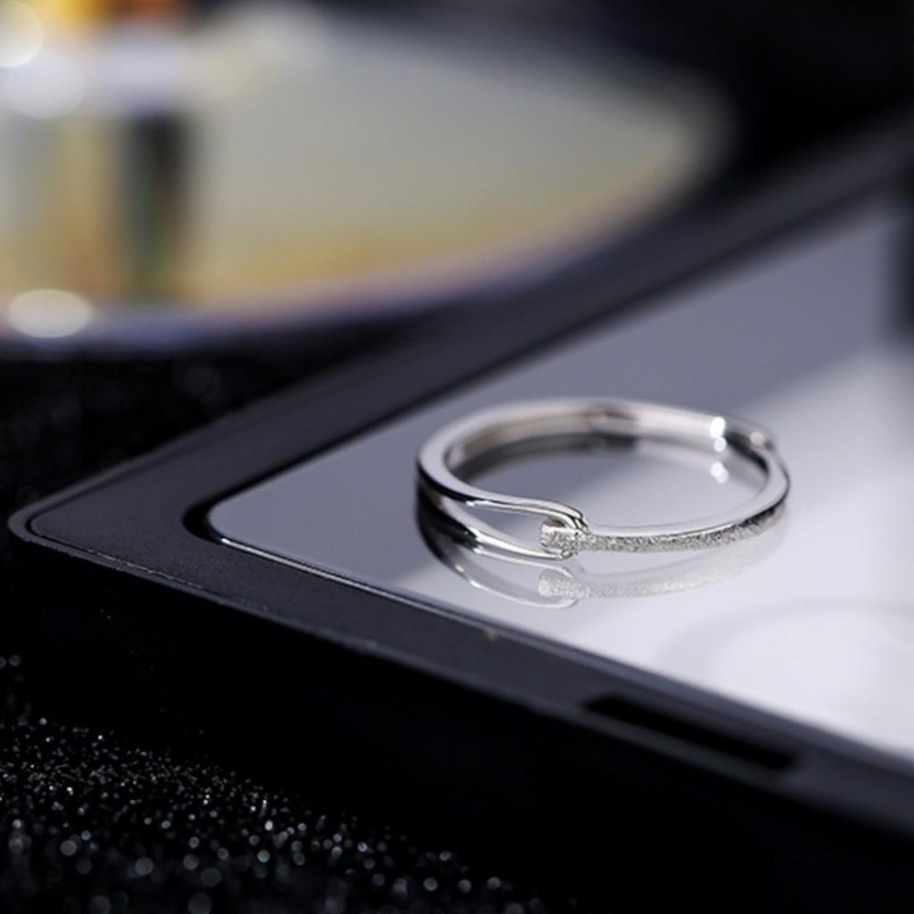 【43小舖】925純銀 磨砂線條 魯伯特之淚 可調式 戒指｜S925｜通體純銀｜開口戒｜飾品｜銀飾｜送拭銀布-細節圖7