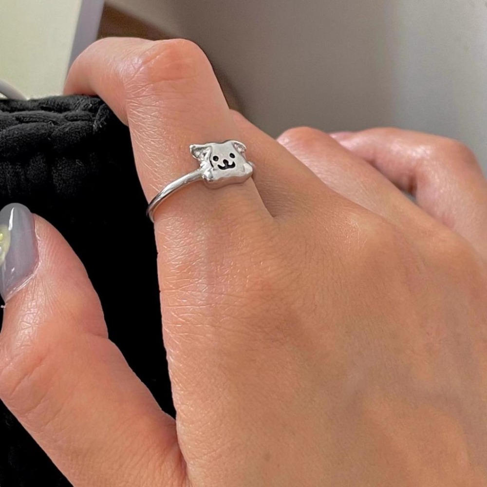 【43小舖】925純銀 可愛小狗狗 狗勾造型 戒指｜S925｜通體純銀｜開口戒｜飾品｜銀飾｜送拭銀布-細節圖4