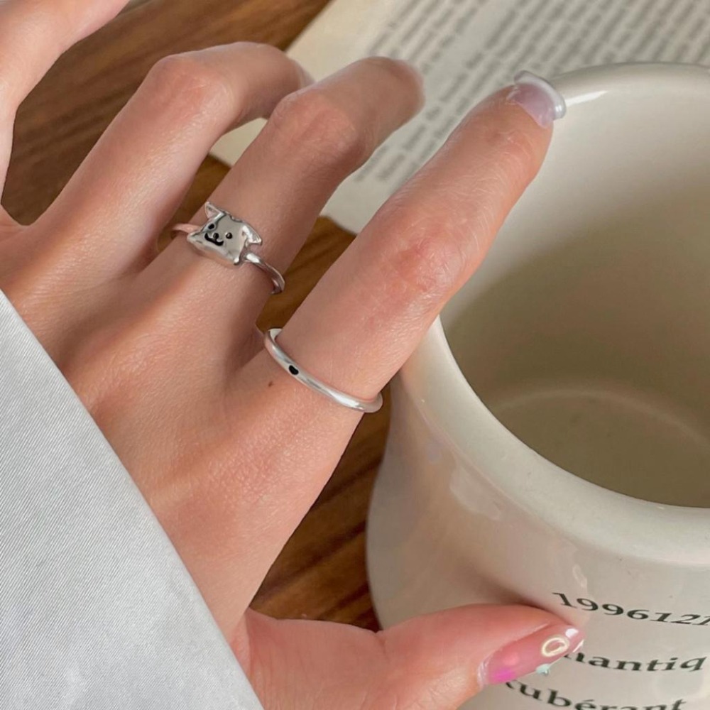 【43小舖】925純銀 可愛小狗狗 狗勾造型 戒指｜S925｜通體純銀｜開口戒｜飾品｜銀飾｜送拭銀布-細節圖5