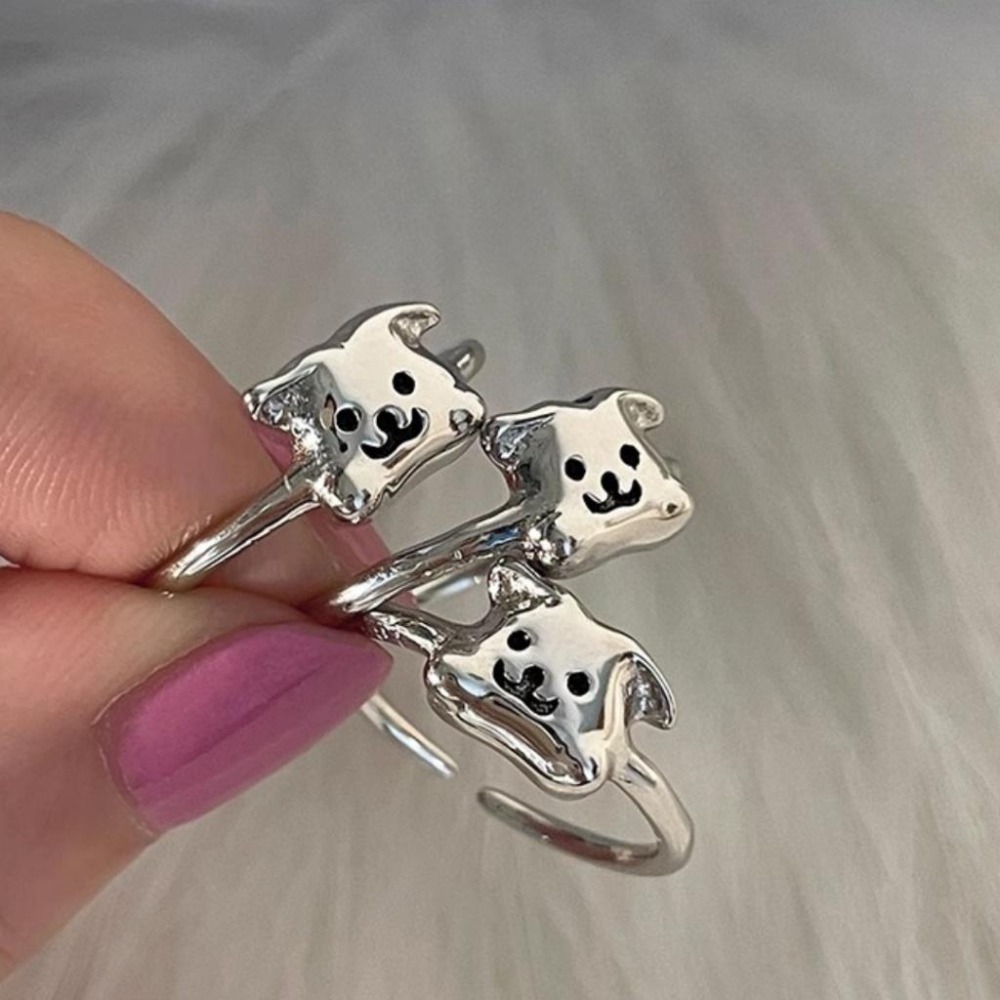 【43小舖】925純銀 可愛小狗狗 狗勾造型 戒指｜S925｜通體純銀｜開口戒｜飾品｜銀飾｜送拭銀布-細節圖6