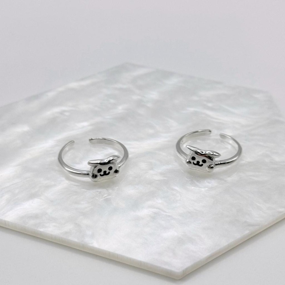 【43小舖】925純銀 可愛小狗狗 狗勾造型 戒指｜S925｜通體純銀｜開口戒｜飾品｜銀飾｜送拭銀布-細節圖7