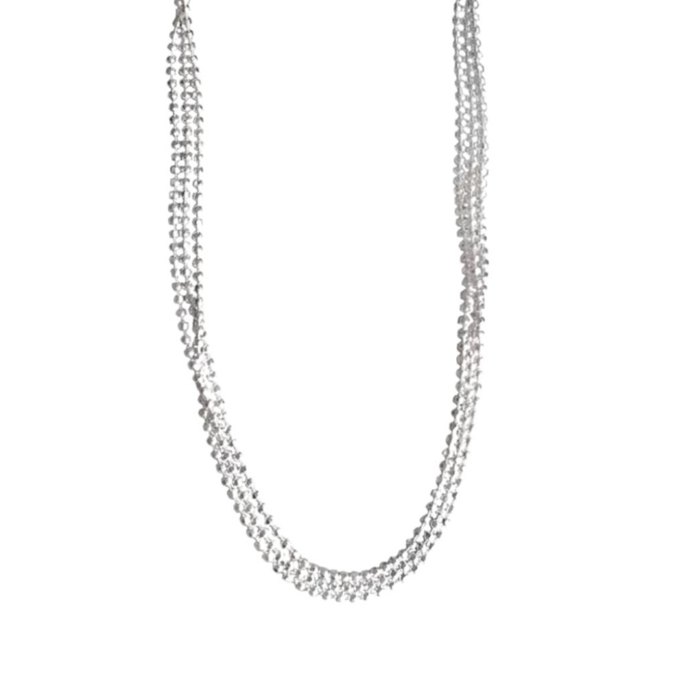 【43小舖】925純銀 波光粼粼 三層閃閃圓珠 項鍊｜S925｜通體純銀｜頸鍊｜鎖骨鍊｜飾品｜銀飾｜送拭銀布-細節圖2