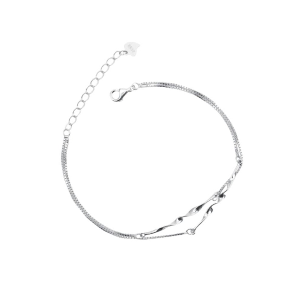 【43小舖】925純銀 莫比烏斯 雙層波浪 手鍊｜S925｜純銀｜手環｜手鏈｜手飾｜飾品｜銀飾｜送拭銀布-細節圖2