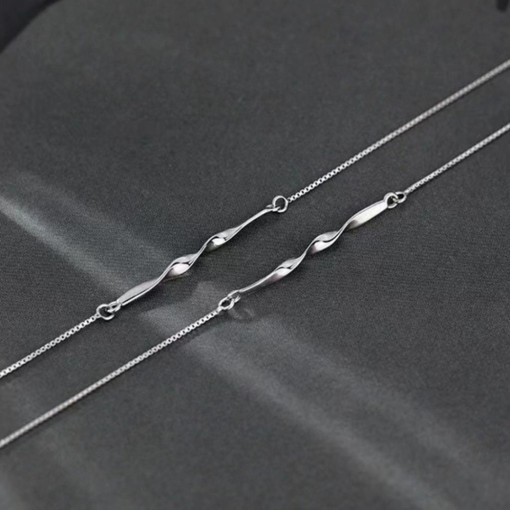 【43小舖】925純銀 莫比烏斯 雙層波浪 手鍊｜S925｜純銀｜手環｜手鏈｜手飾｜飾品｜銀飾｜送拭銀布-細節圖7