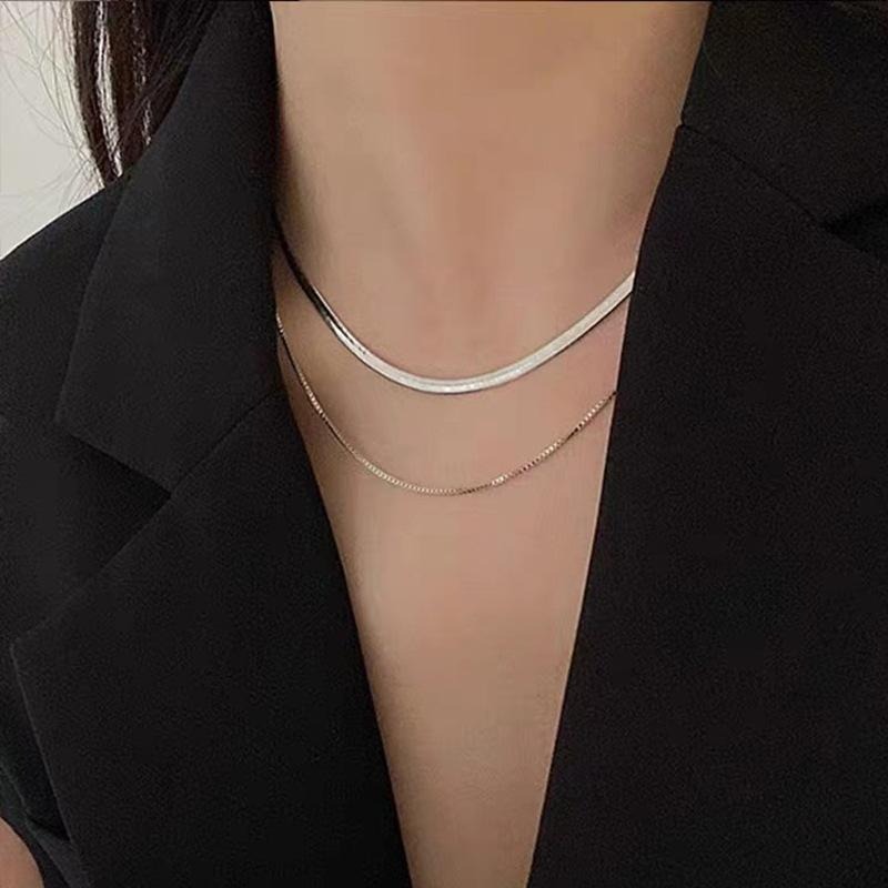 【43小舖】925純銀 蛇骨鍊 扁蛇鍊 刀片鍊 項鍊｜S925｜通體純銀｜頸鍊｜蛇骨鏈｜扁蛇鏈 ｜飾品｜銀飾｜送拭銀布-細節圖4