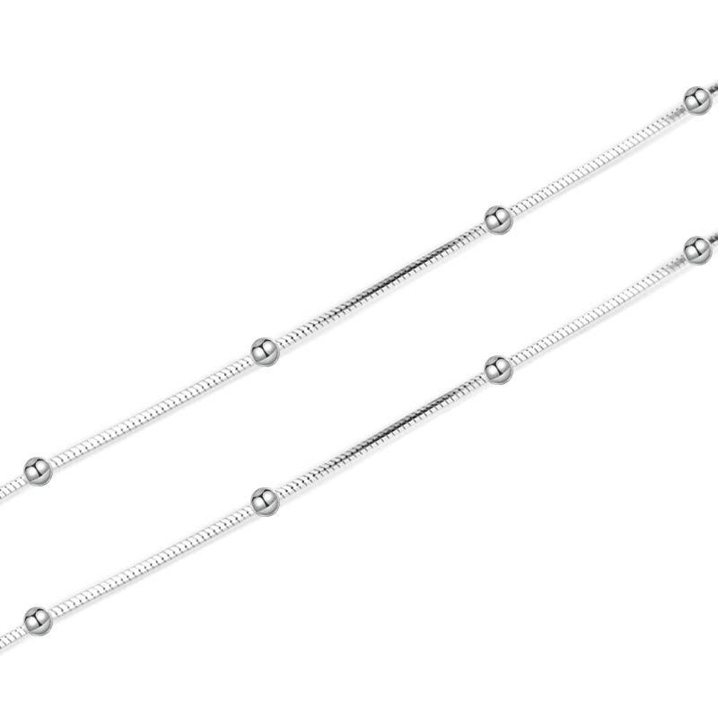 【43小舖】925純銀 圓珠蛇骨鍊 項鍊｜S925｜通體純銀｜頸鍊｜蛇骨鏈｜飾品｜銀飾｜送拭銀布-細節圖2