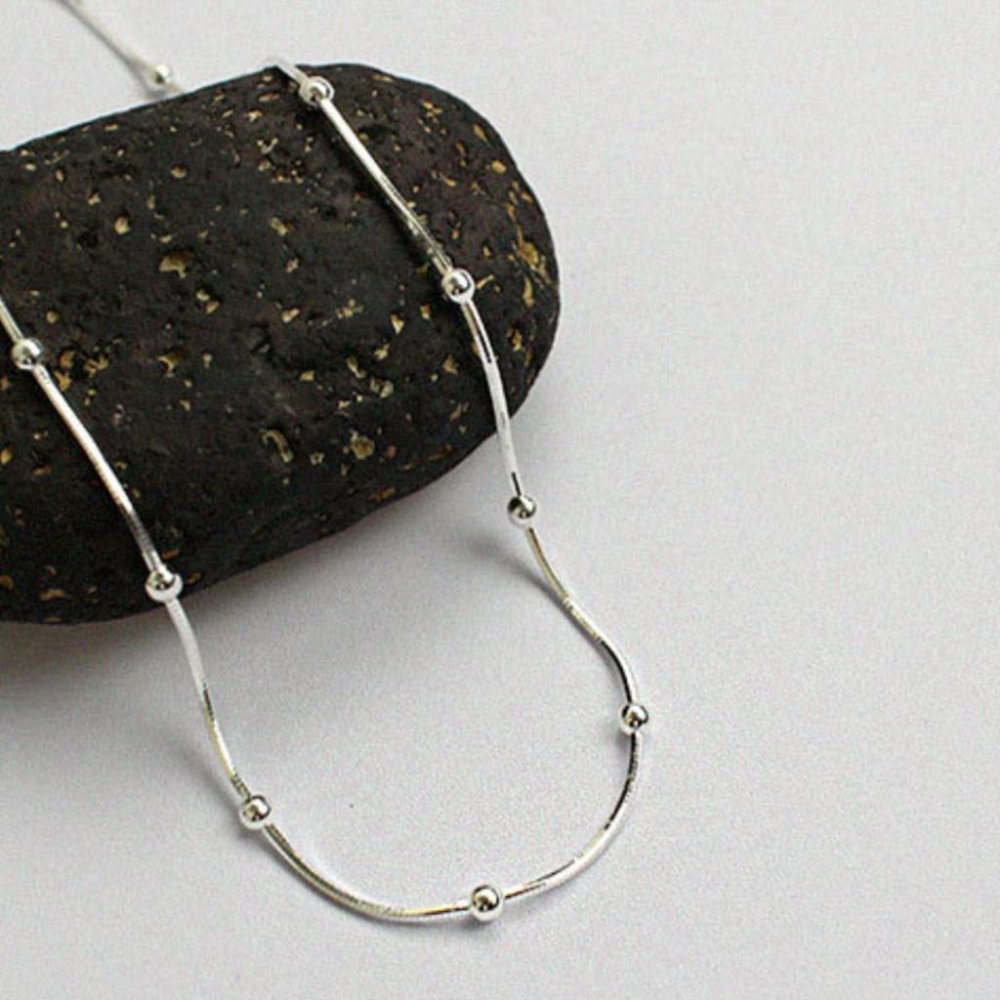 【43小舖】925純銀 圓珠蛇骨鍊 項鍊｜S925｜通體純銀｜頸鍊｜蛇骨鏈｜飾品｜銀飾｜送拭銀布-細節圖7