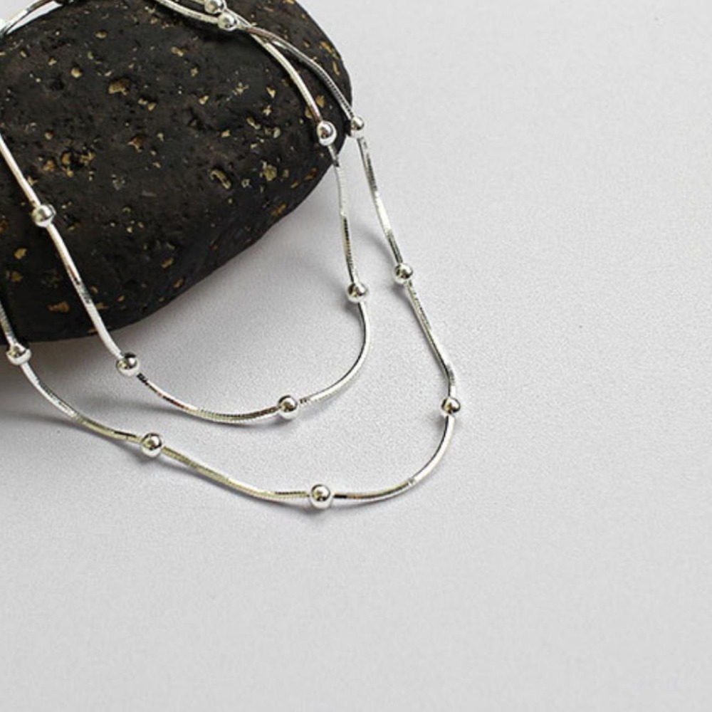 【43小舖】925純銀 圓珠蛇骨鍊 項鍊｜S925｜通體純銀｜頸鍊｜蛇骨鏈｜飾品｜銀飾｜送拭銀布-細節圖8