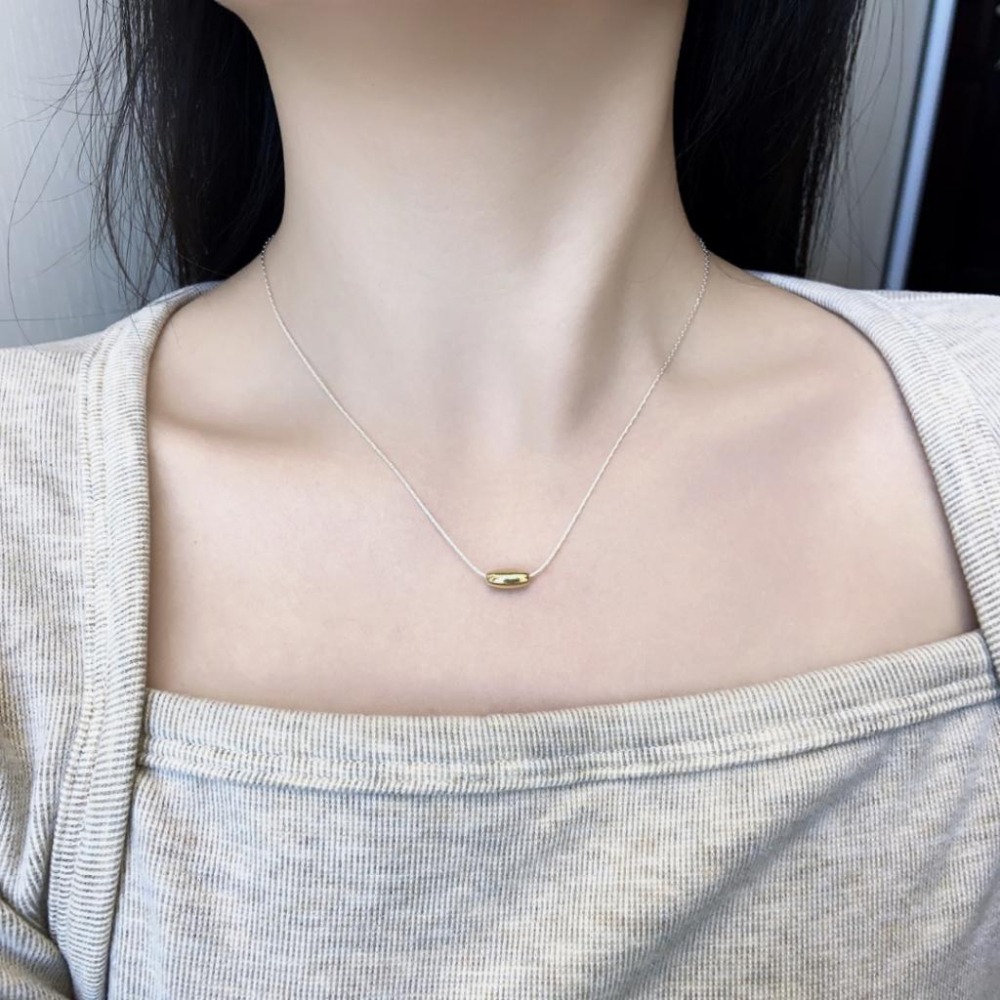 【43小舖】925純銀 金豆銀線 米粒橄欖珠 項鍊｜S925｜通體純銀｜頸鍊｜鎖骨鍊｜飾品｜銀飾｜送拭銀布-細節圖5