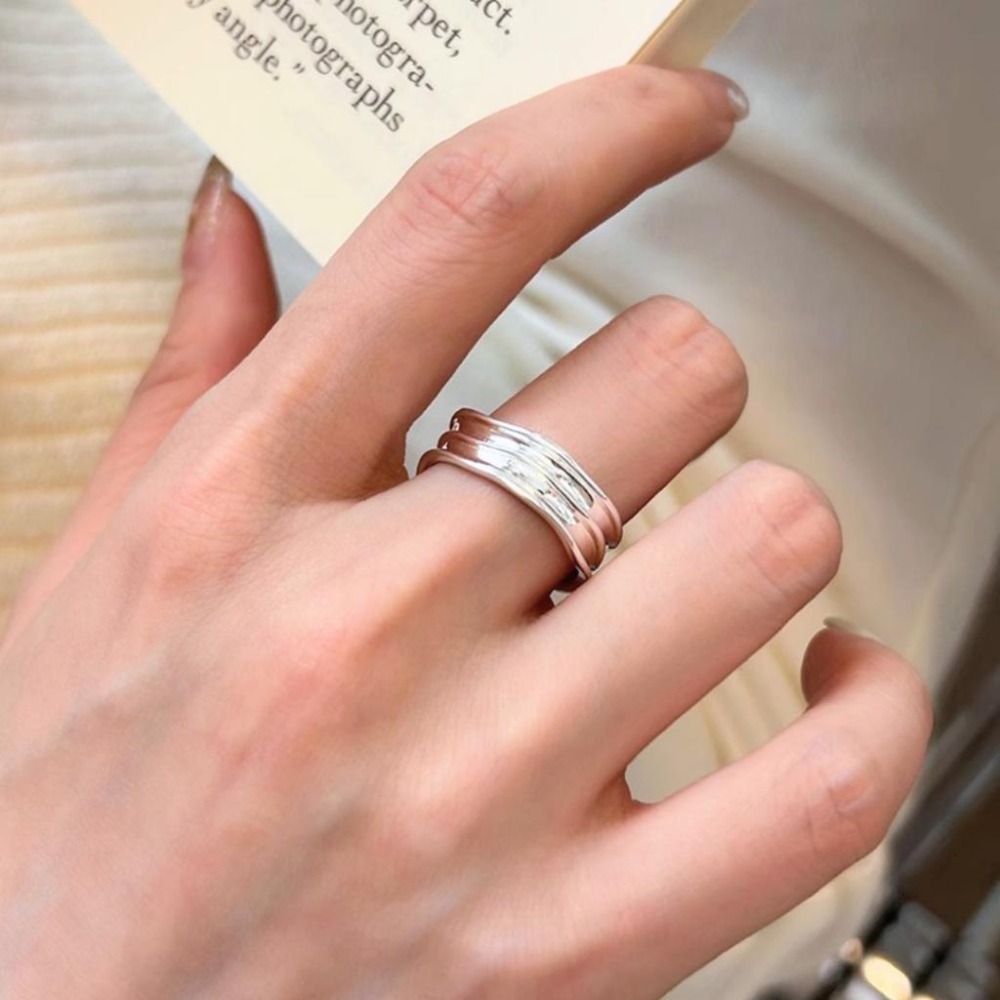 【43小舖】925純銀 不規則 波浪褶皺 戒指｜S925｜通體純銀｜開口戒｜飾品｜銀飾｜送拭銀布-細節圖4