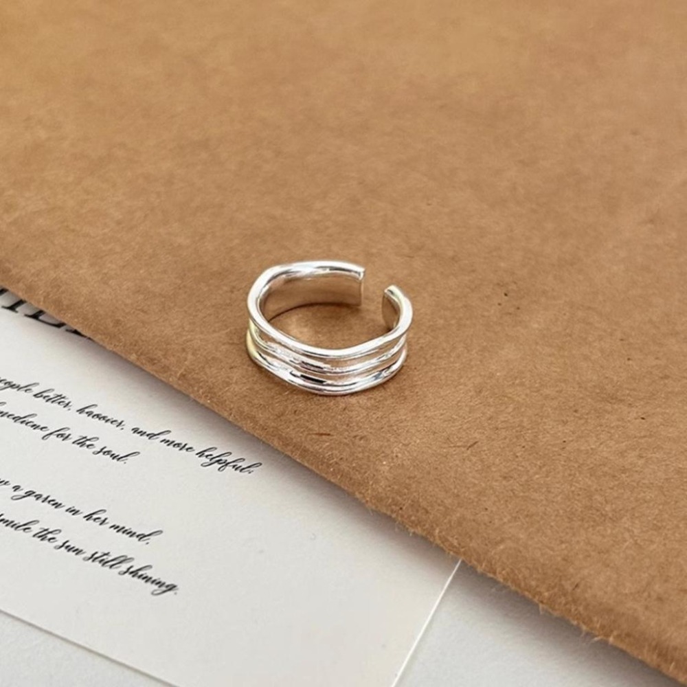【43小舖】925純銀 不規則 波浪褶皺 戒指｜S925｜通體純銀｜開口戒｜飾品｜銀飾｜送拭銀布-細節圖9