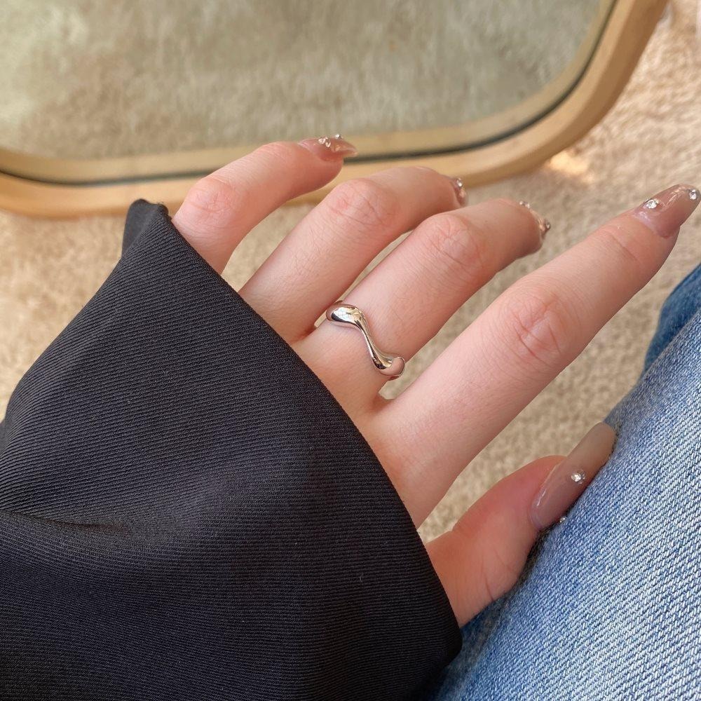 【43小舖】925純銀 不規則幾何 波浪 可調式 戒指｜S925｜通體純銀｜開口戒｜飾品｜銀飾｜送拭銀布-細節圖3